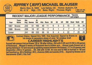 1989 Donruss #592 Jeff Blauser Back