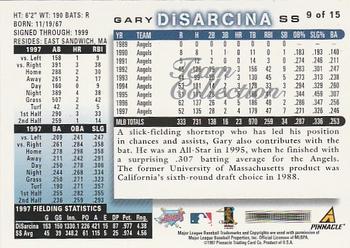 1998 Score Anaheim Angels #9 Gary DiSarcina Back