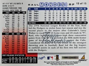 1998 Score Los Angeles Dodgers #13 Raul Mondesi Back