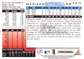 1998 Score New York Yankees #9 Mariano Rivera Back