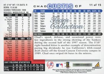 1998 Score New York Yankees #11 Chad Curtis Back