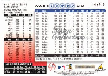 1998 Score New York Yankees #14 Wade Boggs Back