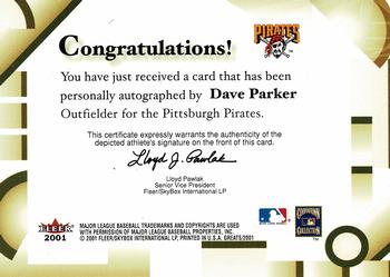 2001 Fleer Greats of the Game - Autographs #NNO Dave Parker Back