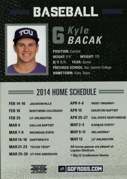 2014 TCU Horned Frogs Schedule Cards #NNO Kyle Bacak Back