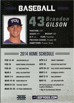 2014 TCU Horned Frogs Schedule Cards #NNO Brandon Gilson Back
