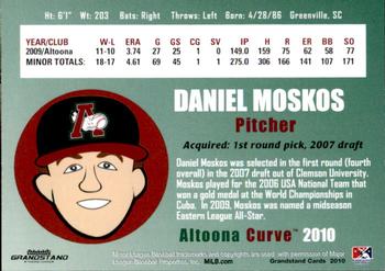 2010 Grandstand Altoona Curve #NNO Daniel Moskos Back