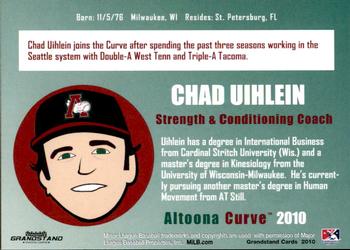 2010 Grandstand Altoona Curve #NNO Chad Uihlein Back