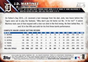 2016 Topps American League Standouts #AL-9 J.D. Martinez Back