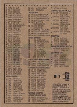 2001 Topps Heritage - Checklists #2 Checklist 2: 360-407 and Inserts Back