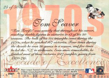 2001 Fleer Premium - Decades of Excellence #24 de Tom Seaver Back