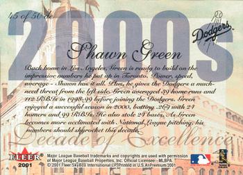 2001 Fleer Premium - Decades of Excellence #45 de Shawn Green Back