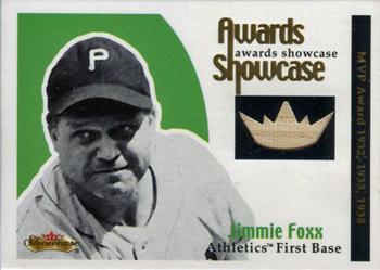 2001 Fleer Showcase - Awards Showcase Memorabilia #NNO Jimmie Foxx Front