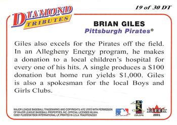 2001 Fleer Tradition - Diamond Tributes #19 DT Brian Giles Back