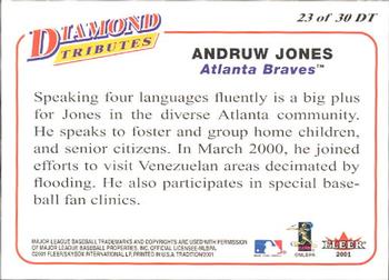 2001 Fleer Tradition - Diamond Tributes #23 DT Andruw Jones Back