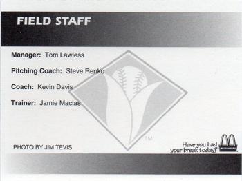 1995 Cedar Rapids Kernels #NNO Tom Lawless / Steve Renko / Kevin Davis / Jamie Macias Back