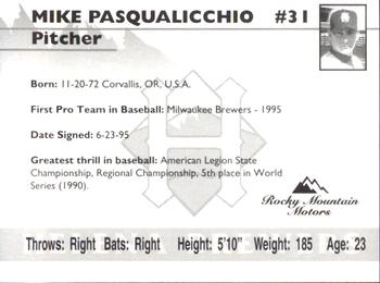 1995 Helena Brewers #NNO Mike Pasqualicchio Back