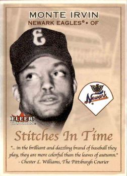 2001 Fleer Tradition - Stitches in Time #11 ST Monte Irvin Front