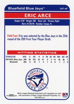 2012 Grandstand Bluefield Blue Jays #NNO Eric Arce Back