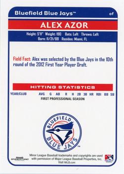 2012 Grandstand Bluefield Blue Jays #NNO Alex Azor Back