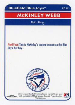 2012 Grandstand Bluefield Blue Jays #NNO McKinley Webb Back
