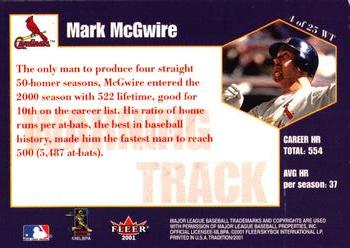 2001 Fleer Tradition - Warning Track #4 WT Mark McGwire  Back