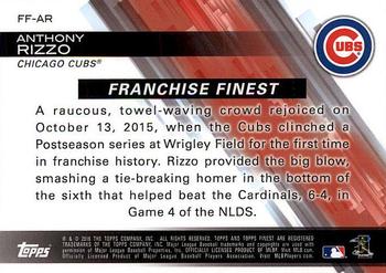 2016 Finest - Franchise Finest #FF-AR Anthony Rizzo Back