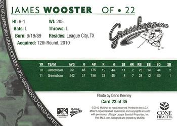 2012 MultiAd Greensboro Grasshoppers SGA #23 James Wooster Back