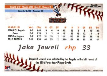 2016 Grandstand Inland Empire 66ers #NNO Jake Jewell Back