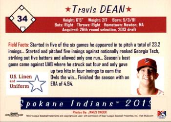 2013 Grandstand Spokane Indians #NNO Travis Dean Back