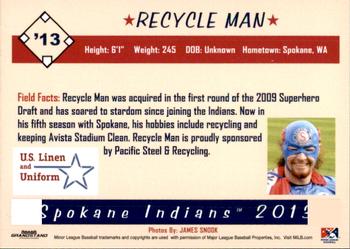 2013 Grandstand Spokane Indians #NNO Recycle Man Back
