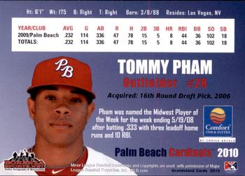 2010 Grandstand Palm Beach Cardinals #NNO Tommy Pham Back