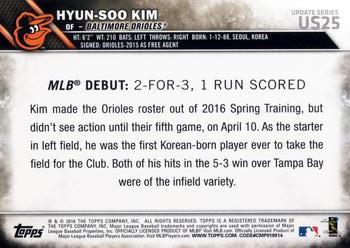 2016 Topps Update #US25 Hyun-Soo Kim Back