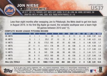 2016 Topps Update #US37 Jon Niese Back