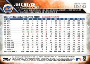 2016 Topps Update #US132 Jose Reyes Back