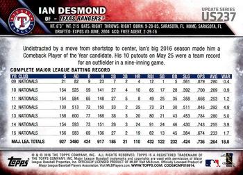 2016 Topps Update #US237 Ian Desmond Back