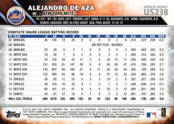 2016 Topps Update #US238 Alejandro de Aza Back