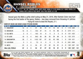 2016 Topps Update #US293 Hansel Robles Back