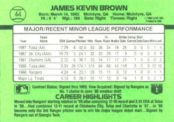 1989 Donruss The Rookies #44 Kevin Brown Back