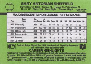 1989 Donruss The Rookies #1 Gary Sheffield Back