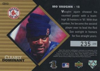 1998 Upper Deck - Clearly Dominant #CD13 Mo Vaughn Back