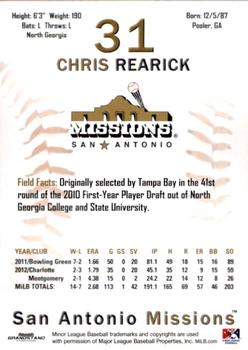 2013 Grandstand San Antonio Missions #NNO Chris Rearick Back