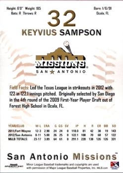 2013 Grandstand San Antonio Missions #NNO Keyvius Sampson Back