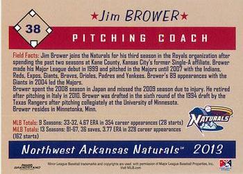 2013 Grandstand Northwest Arkansas Naturals #NNO Jim Brower Back