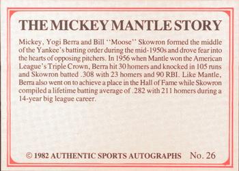 1982 ASA The Mickey Mantle Story #26 Bill Skowron / Yogi Berra / Mickey Mantle Back