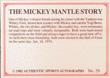 1982 ASA The Mickey Mantle Story #29 Yogi Berra / Whitey Ford / Mickey Mantle Back