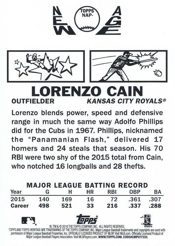 2016 Topps Heritage New Age Performers 5x7 #NAP-LC Lorenzo Cain Back