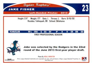 2013 Grandstand Ogden Raptors #NNO Jake Fisher Back