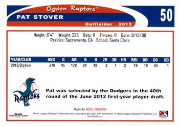 2013 Grandstand Ogden Raptors #NNO Pat Stover Back