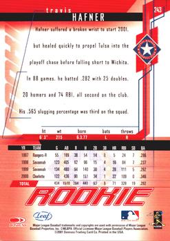2001 Leaf Rookies & Stars - Autographs #243 Travis Hafner Back