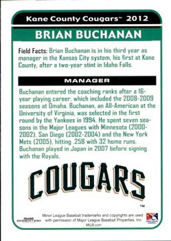 2012 Grandstand Kane County Cougars #NNO Brian Buchanan Back
